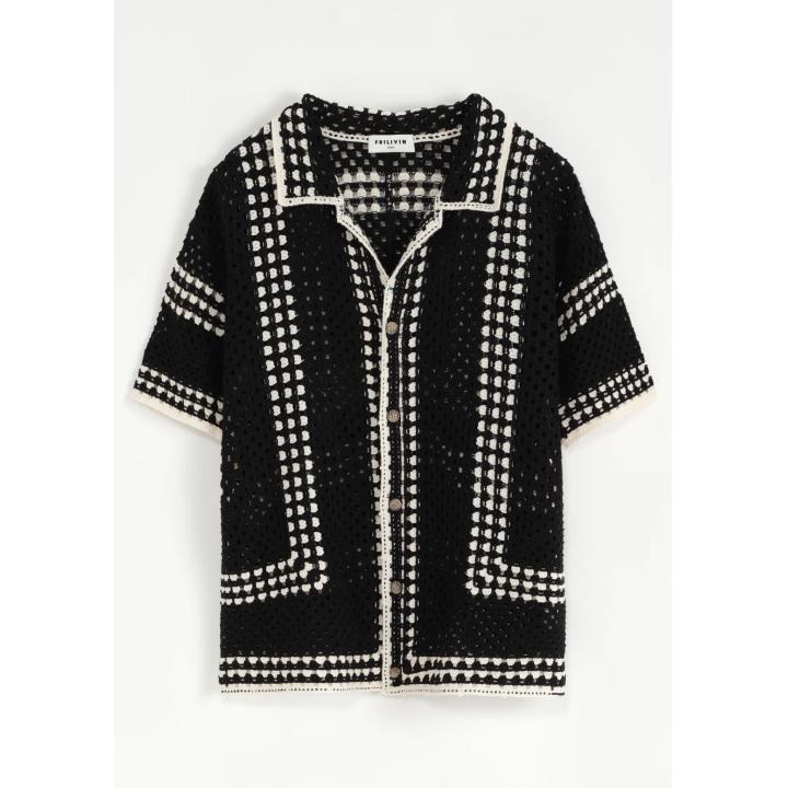 CHEMISE TISSÉE NOIR ET BLANC FRILIVIN