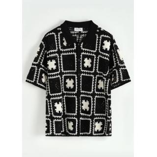 CHEMISE TISSÉE FLEUR NOIR ET BLANC FRILIVIN