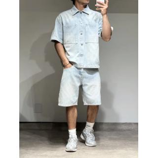 SHORT JEANS PIRATE PRINTING BLEU